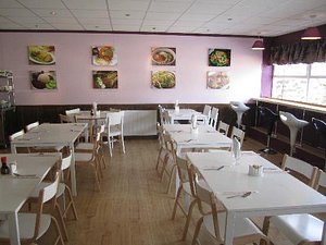 The upstairs dining room at Full House Noodle Bar